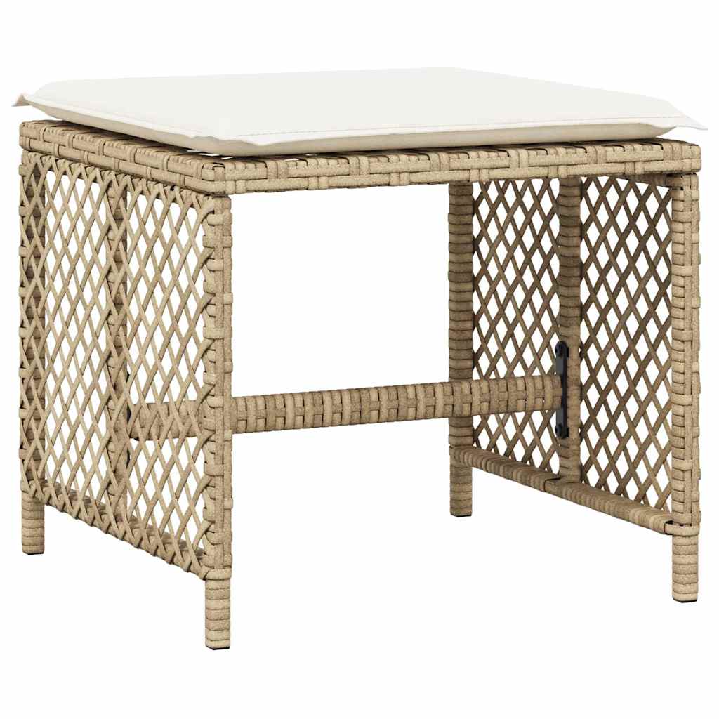spisebordssæt til haven 11 dele med hynder polyrattan beige