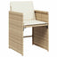 spisebordssæt til haven 5 dele med hynder polyrattan beige