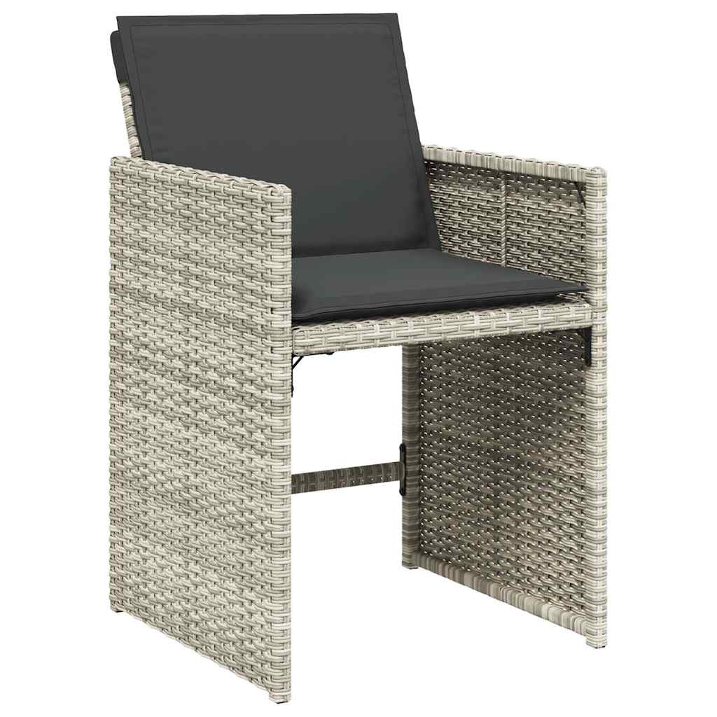 loungesæt til haven 11 dele med hynder polyrattan lysegrå