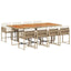 spisebordssæt til haven 9 dele med hynder polyrattan beige