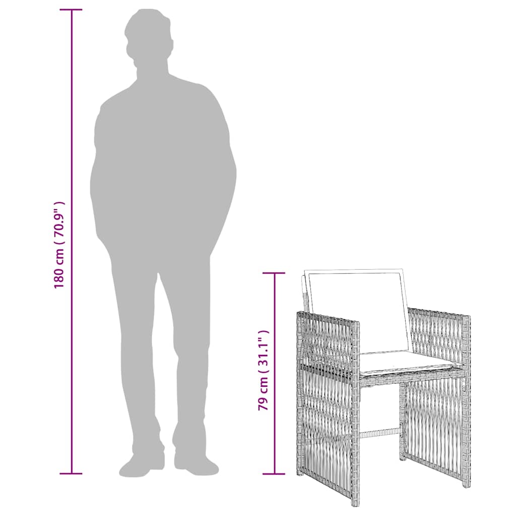 spisebordssæt til haven 5 dele med hynder polyrattan lysegrå