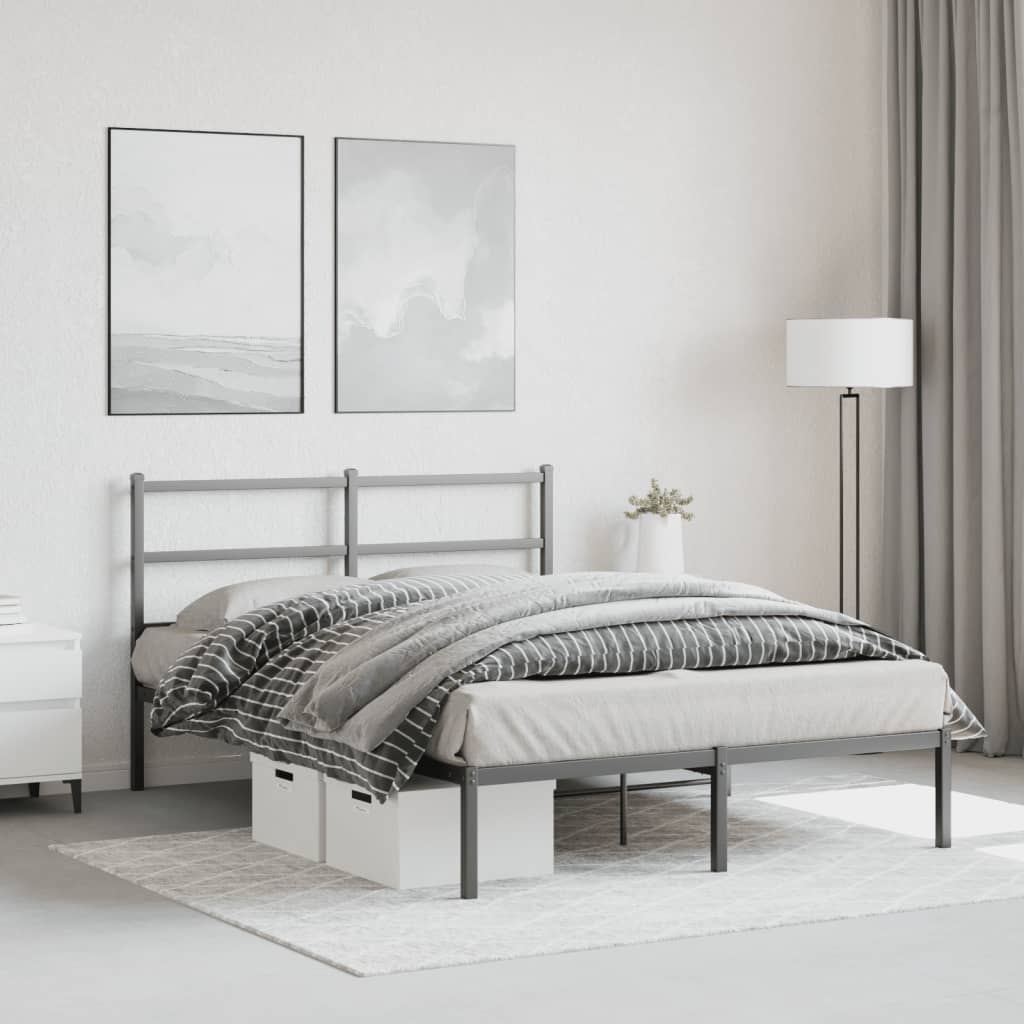 sengeramme med sengegavl 135x190 cm metal sort