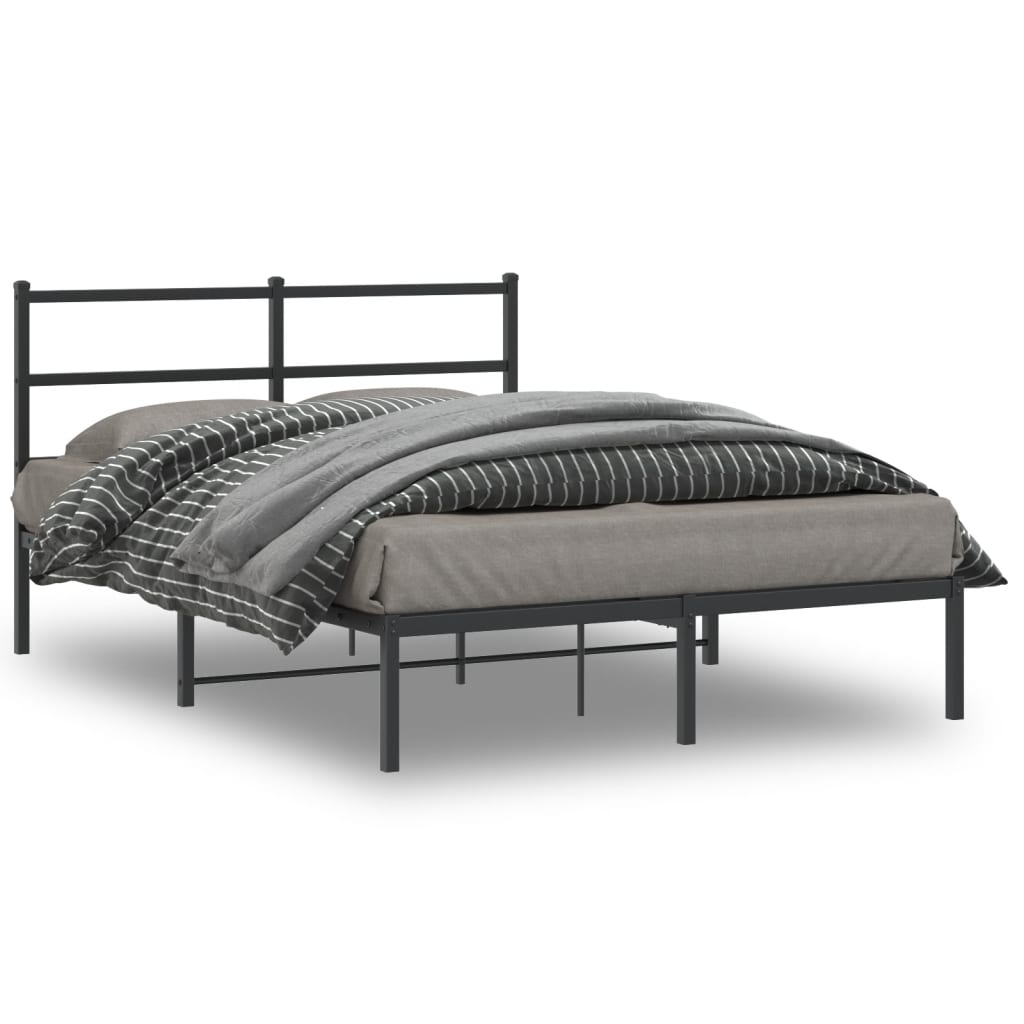 sengeramme med sengegavl 135x190 cm metal sort