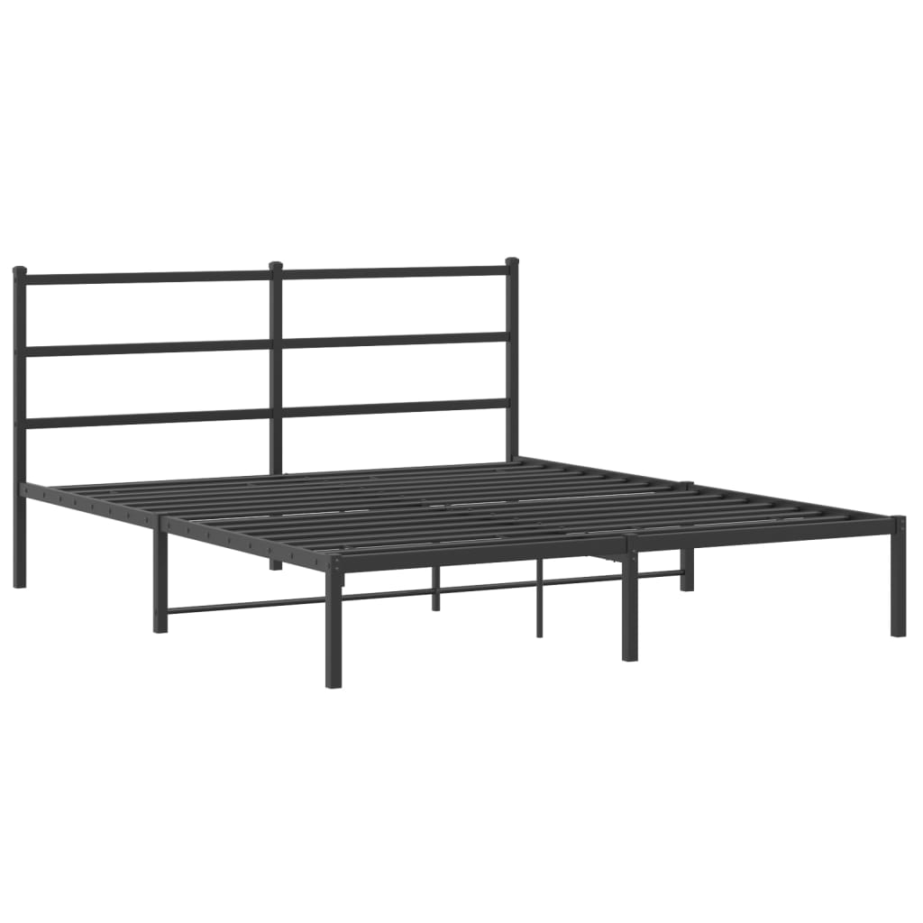 sengeramme med sengegavl 150x200 cm metal sort