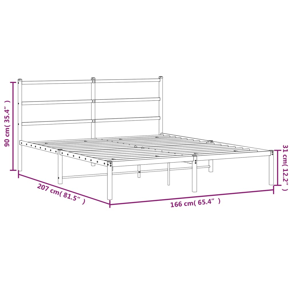 sengeramme med sengegavl 160x200 cm metal sort