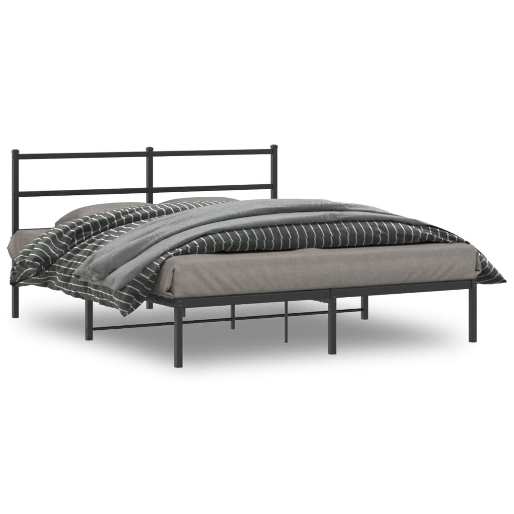 sengeramme med sengegavl 160x200 cm metal sort