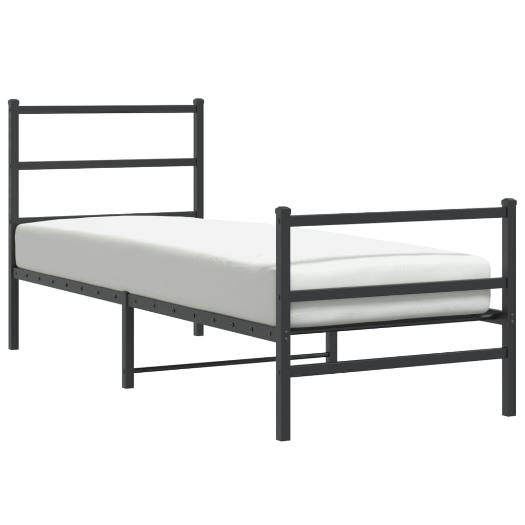 sengeramme med sengegavl og fodgærde 80x200 cm metal sort