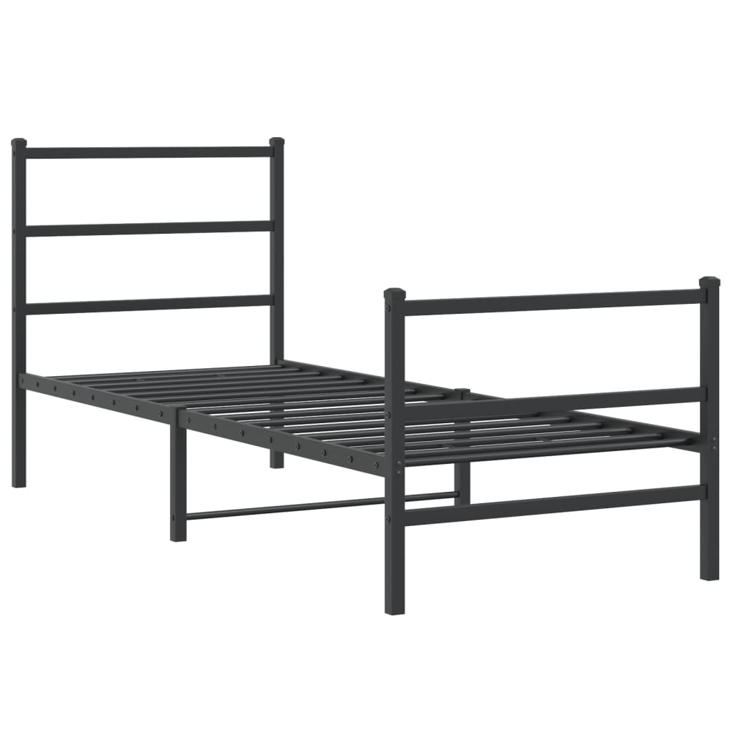 sengeramme med sengegavl og fodgærde 80x200 cm metal sort