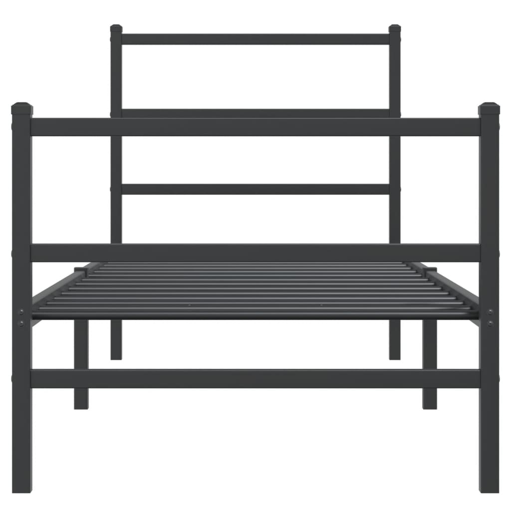 sengeramme med sengegavl og fodgærde 80x200 cm metal sort