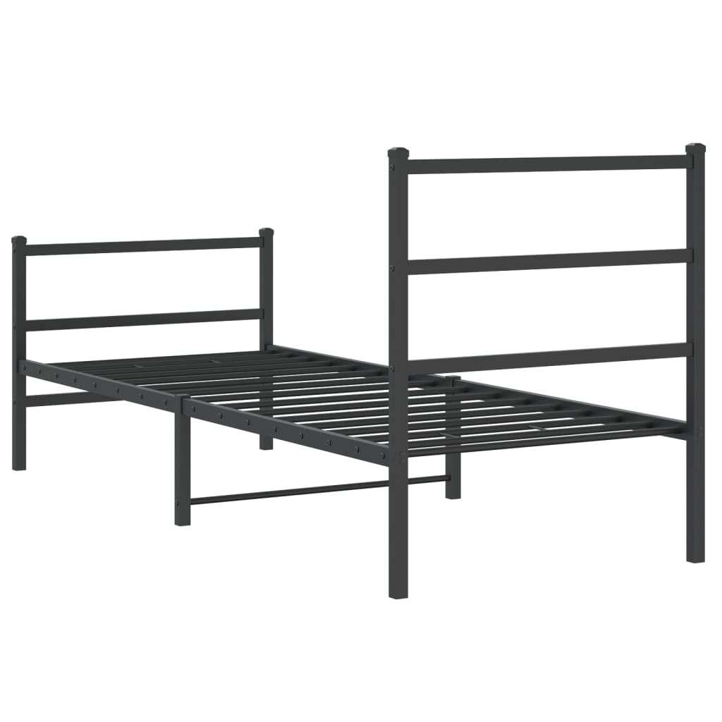 sengeramme med sengegavl og fodgærde 80x200 cm metal sort