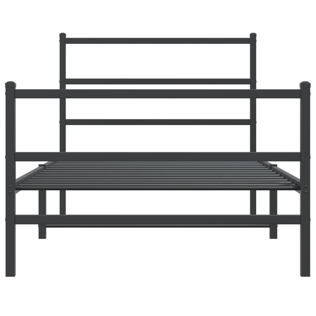 sengeramme med sengegavl og fodgærde 100x190 cm metal sort