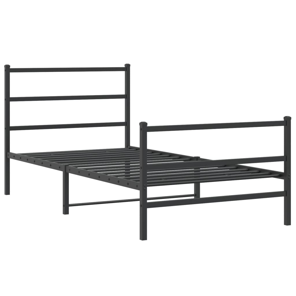 sengeramme med sengegavl og fodgærde 107x203 cm metal sort