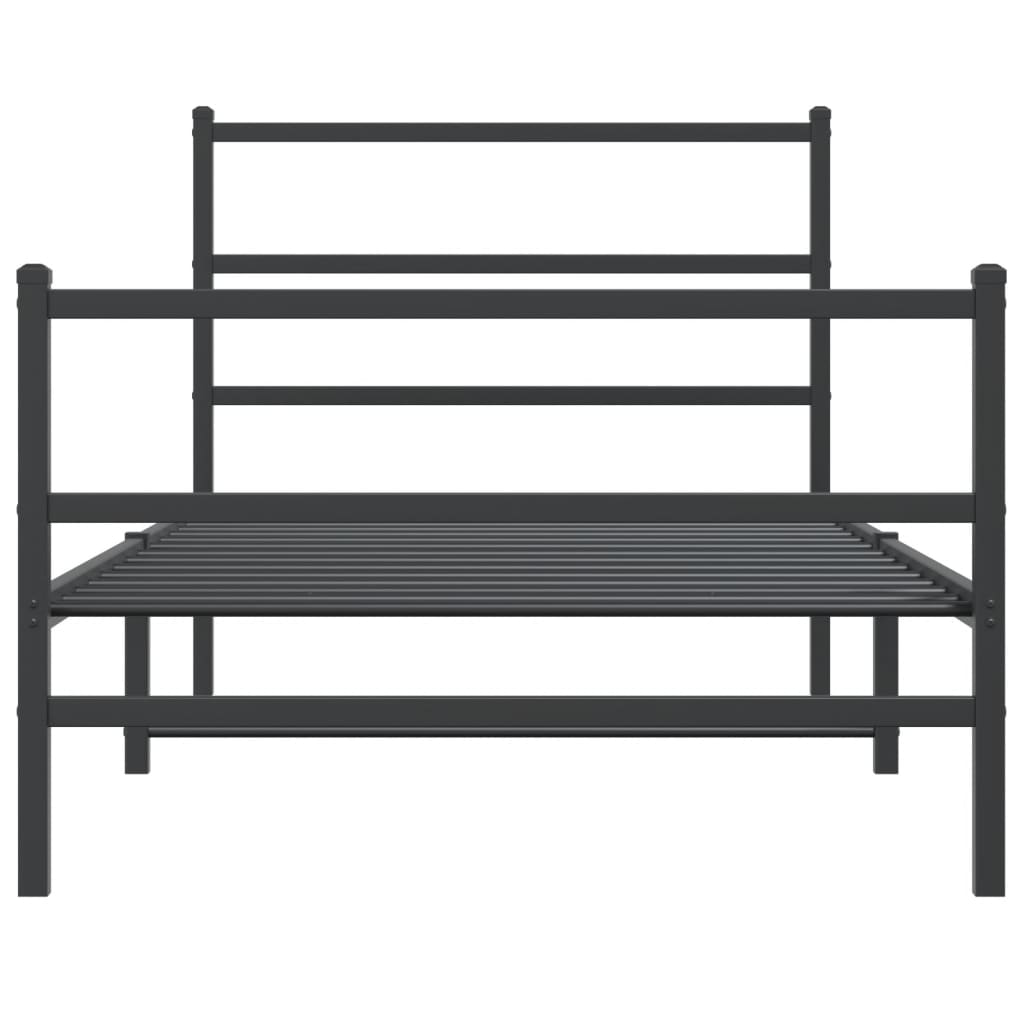 sengeramme med sengegavl og fodgærde 107x203 cm metal sort