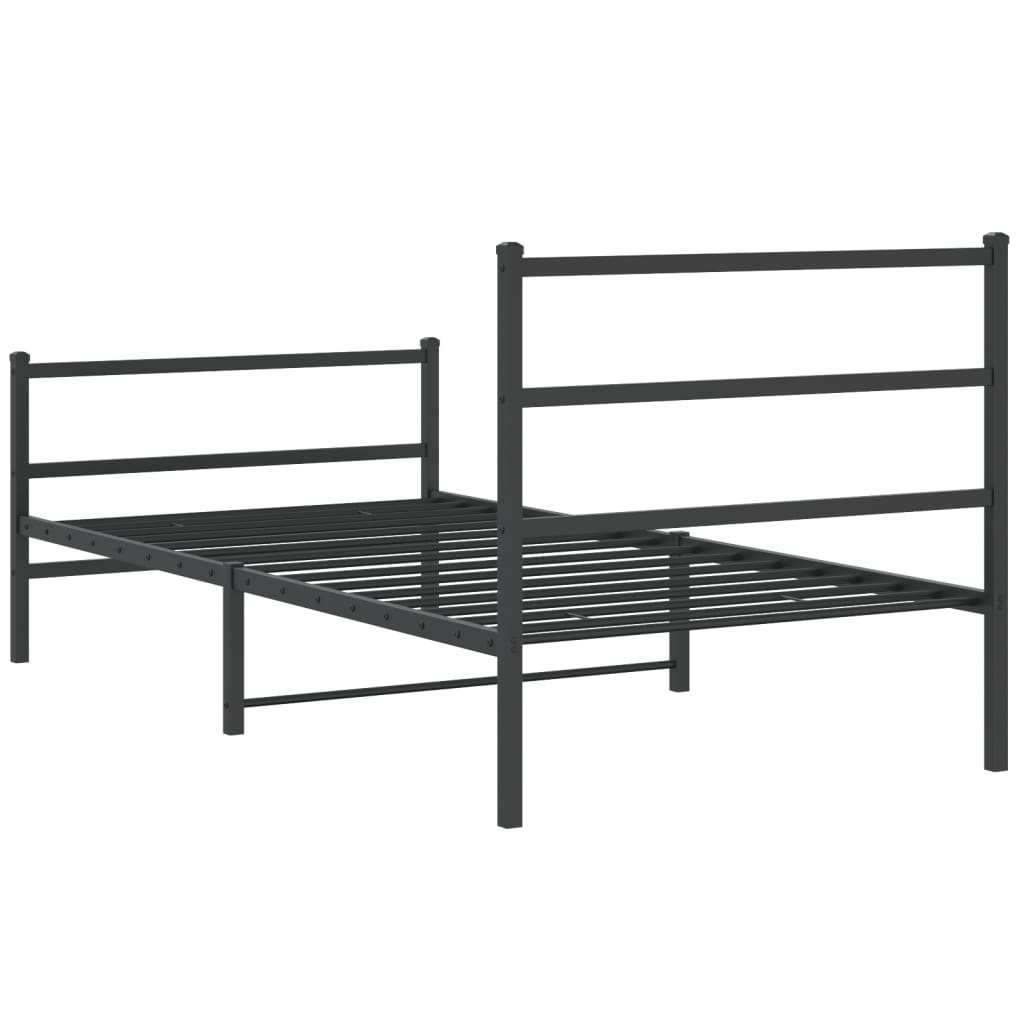 sengeramme med sengegavl og fodgærde 107x203 cm metal sort