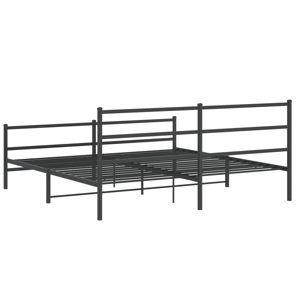 sengeramme med sengegavl og fodgærde 180x200 cm metal sort