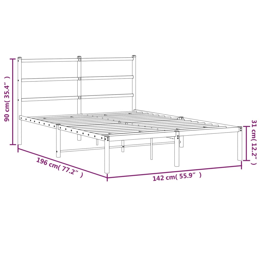 sengeramme med sengegavl 135x190 cm metal hvid