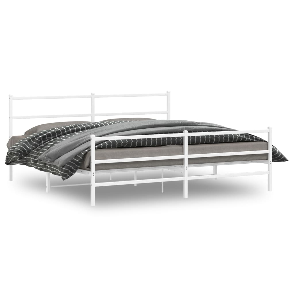 sengeramme med sengegavl og fodgærde 183x213 cm metal hvid