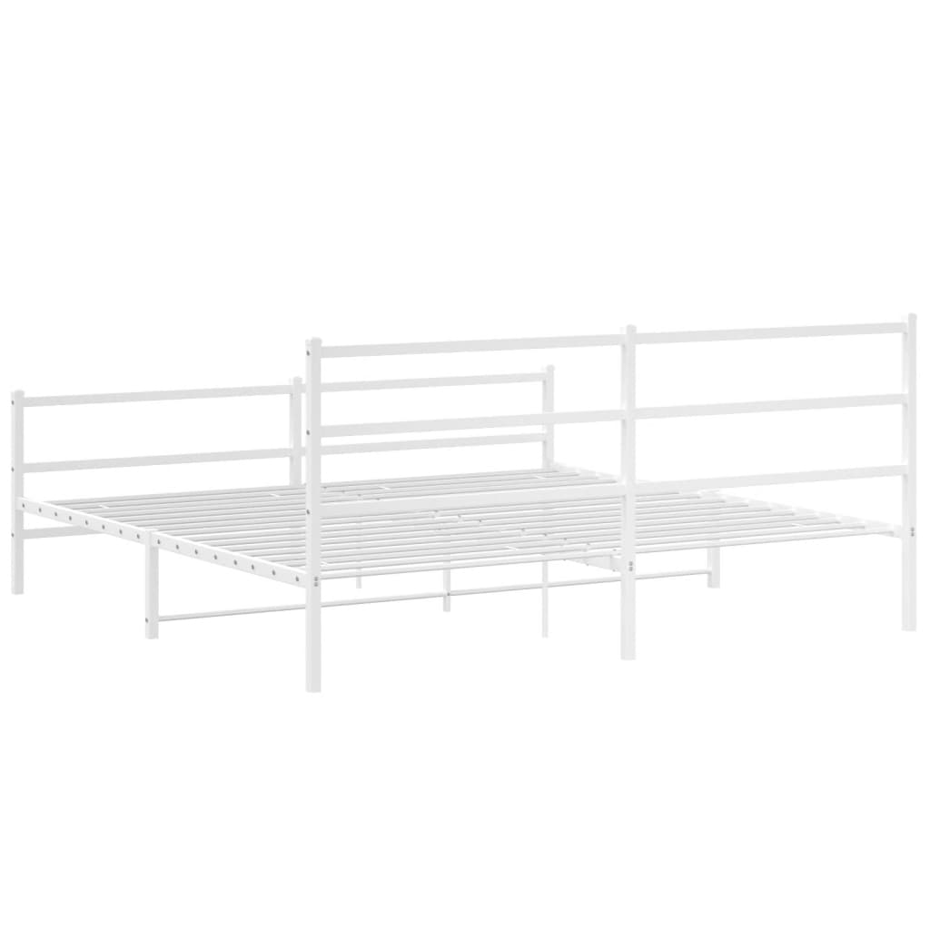 sengeramme med sengegavl og fodgærde 183x213 cm metal hvid