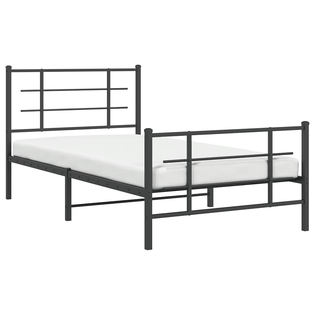 sengeramme med sengegavl og fodgærde 100x200 cm metal sort