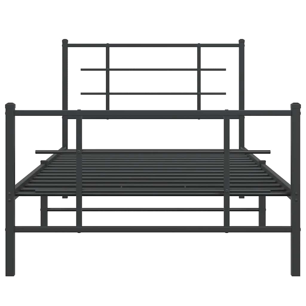 sengeramme med sengegavl og fodgærde 100x200 cm metal sort