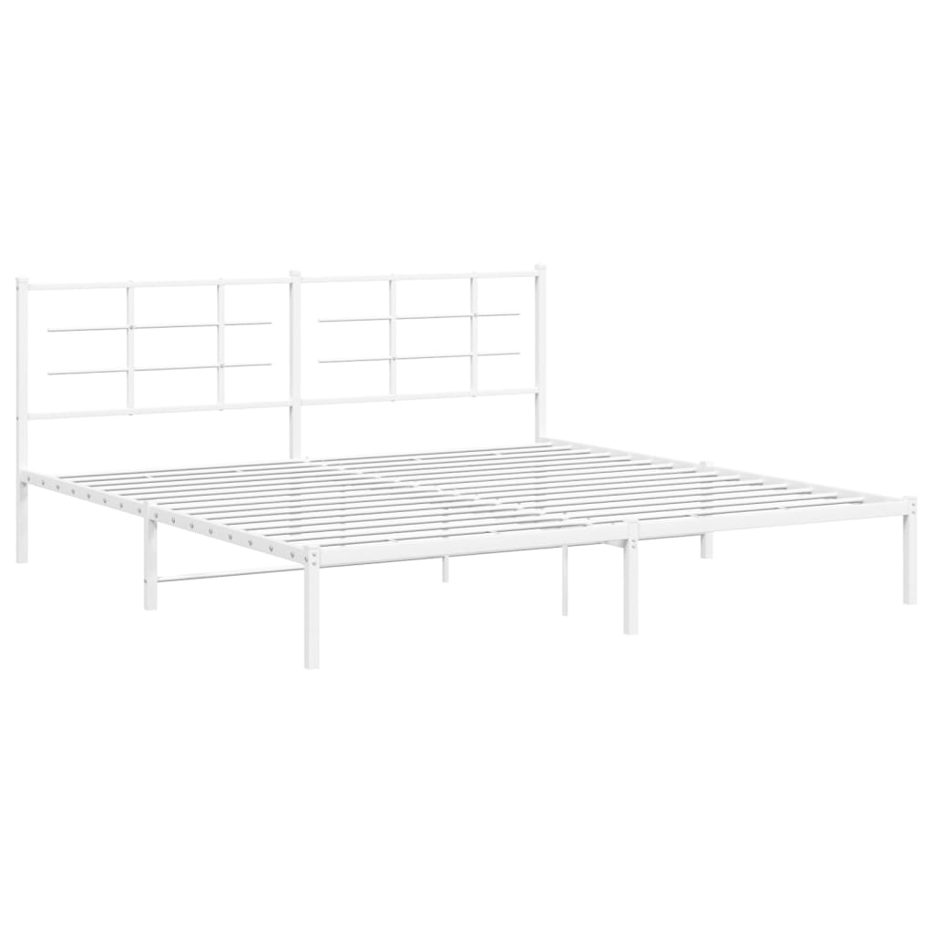 sengeramme med sengegavl 200x200 cm metal hvid