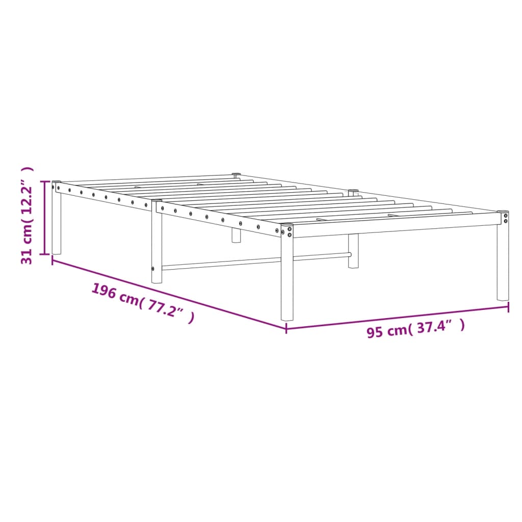 sengeramme 90x190 cm metal sort