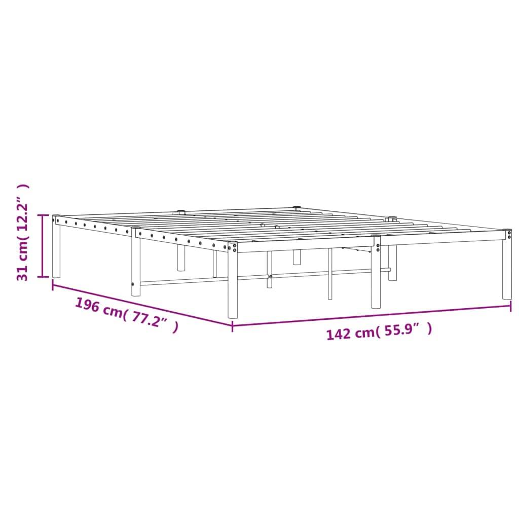 sengeramme 135x190 cm metal sort