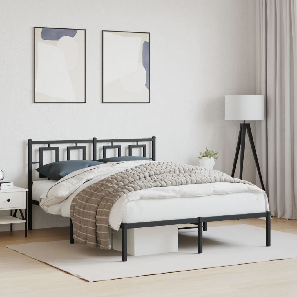 sengeramme med sengegavl 140x200 cm metal sort