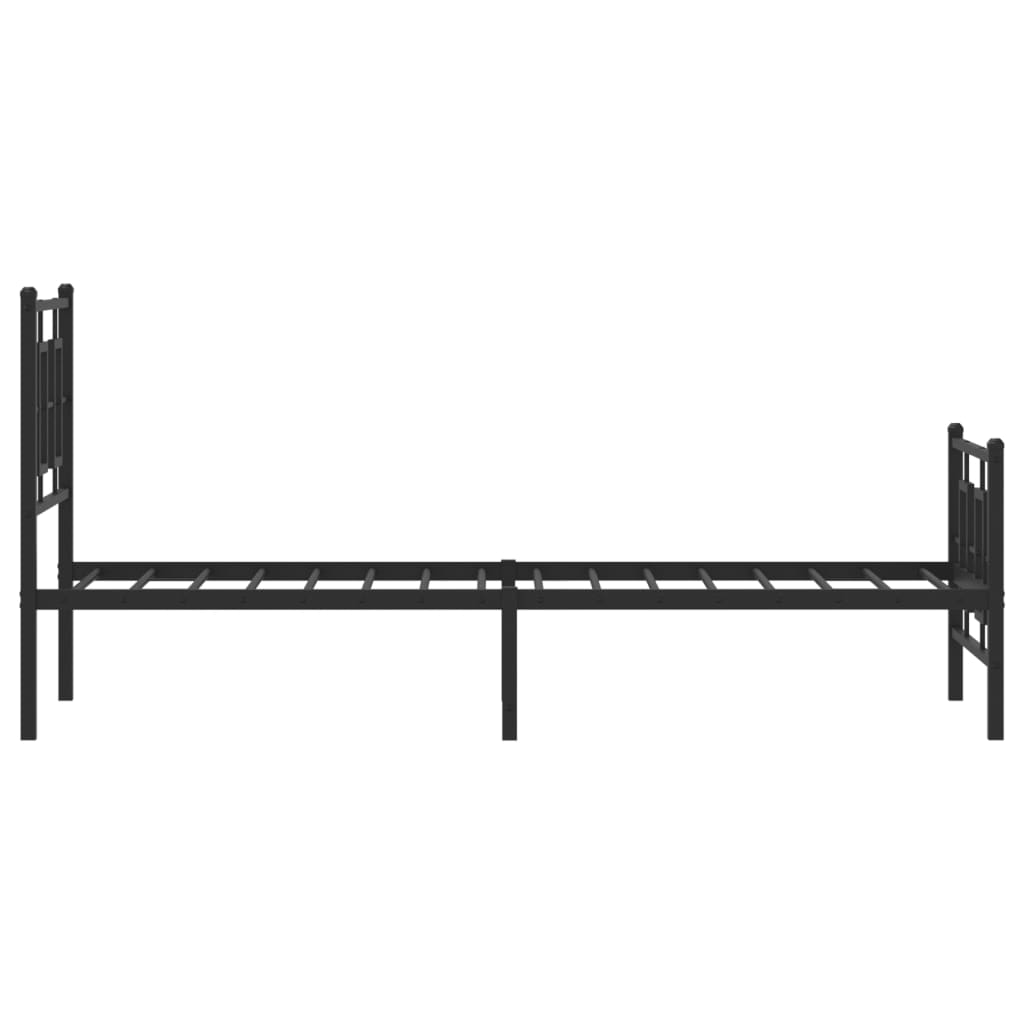 sengeramme med sengegavl og fodgærde 75x190 cm metal sort