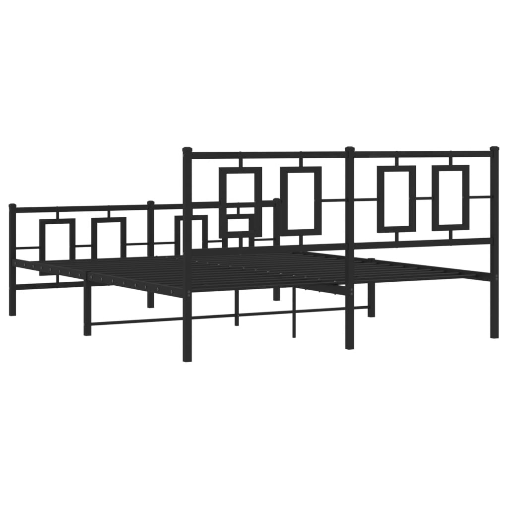 sengeramme med sengegavl og fodgærde 150x200 cm metal sort
