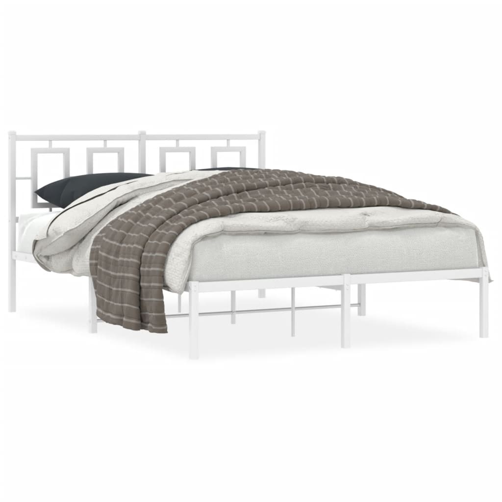 sengeramme med sengegavl 140x190 cm metal hvid