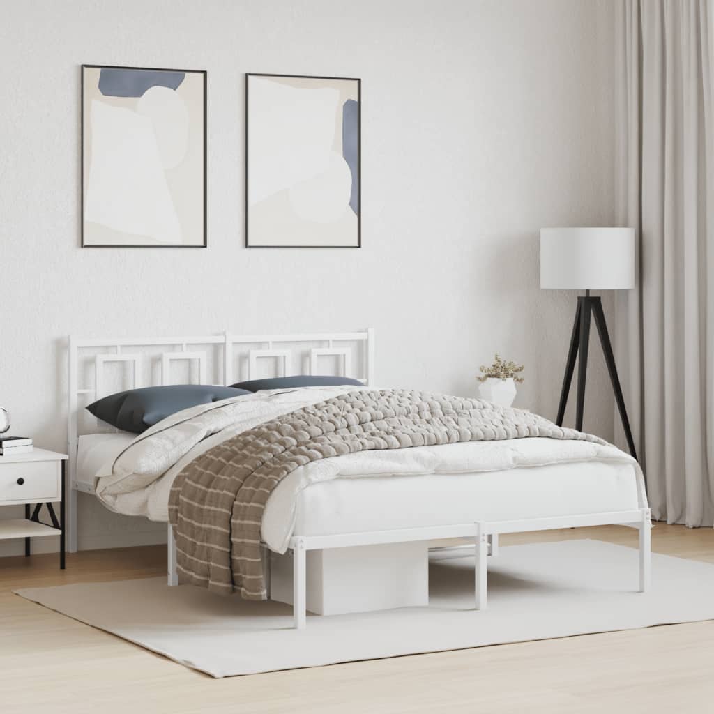 sengeramme med sengegavl 140x200 cm metal hvid