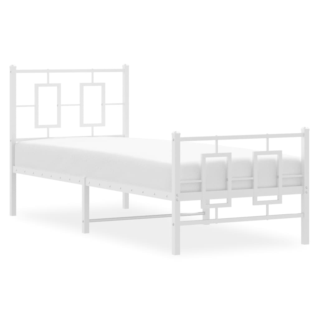 sengeramme med sengegavl og fodgærde 75x190 cm metal hvid