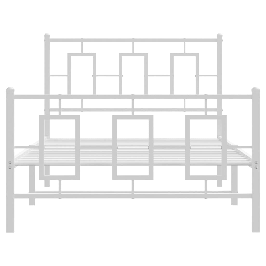 sengeramme med sengegavl og fodgærde 100x200 cm metal hvid