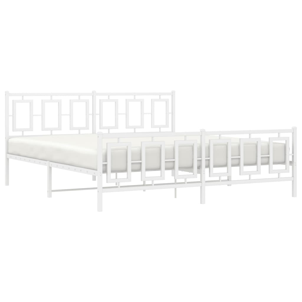 sengeramme med sengegavl og fodgærde 183x213 cm metal hvid