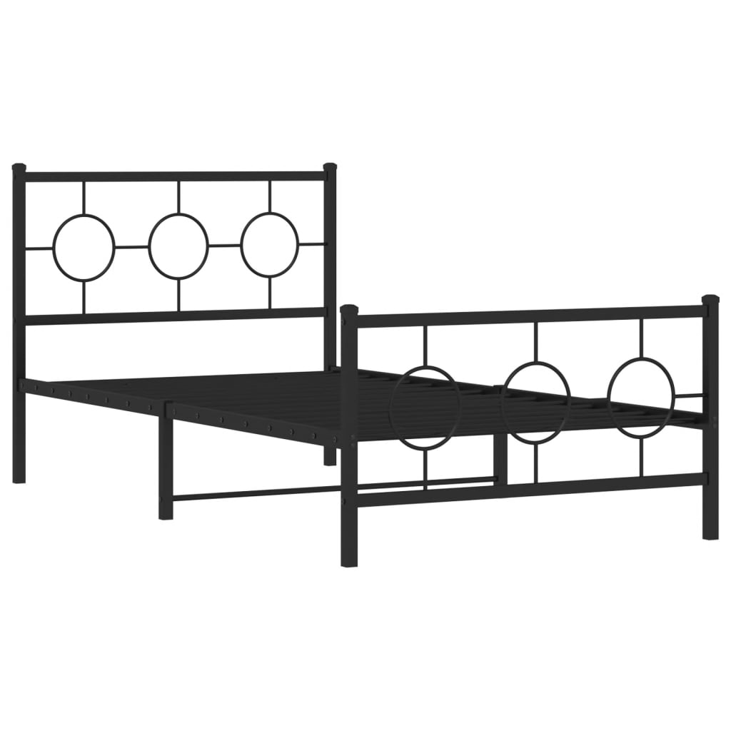 sengeramme med sengegavl og fodgærde 100x190 cm metal sort