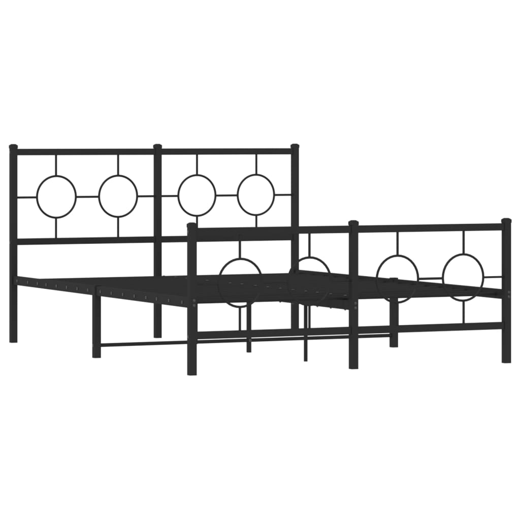 sengeramme med sengegavl og fodgærde 135x190 cm metal sort