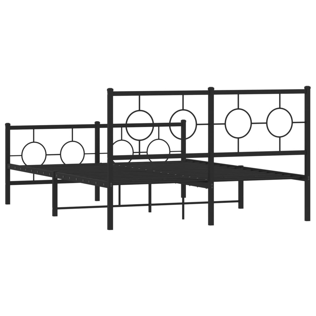 sengeramme med sengegavl og fodgærde 135x190 cm metal sort