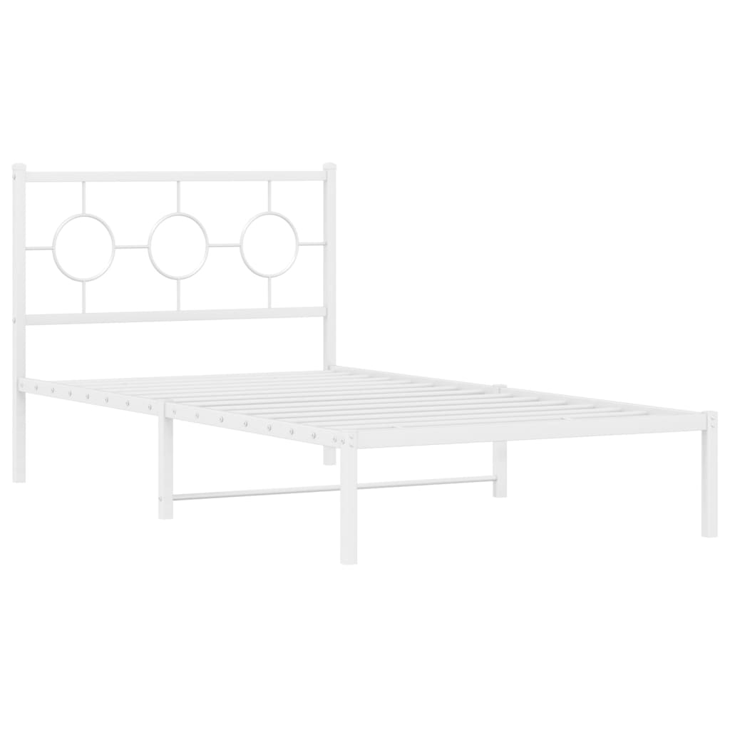 sengeramme med sengegavl 100x190 cm metal hvid
