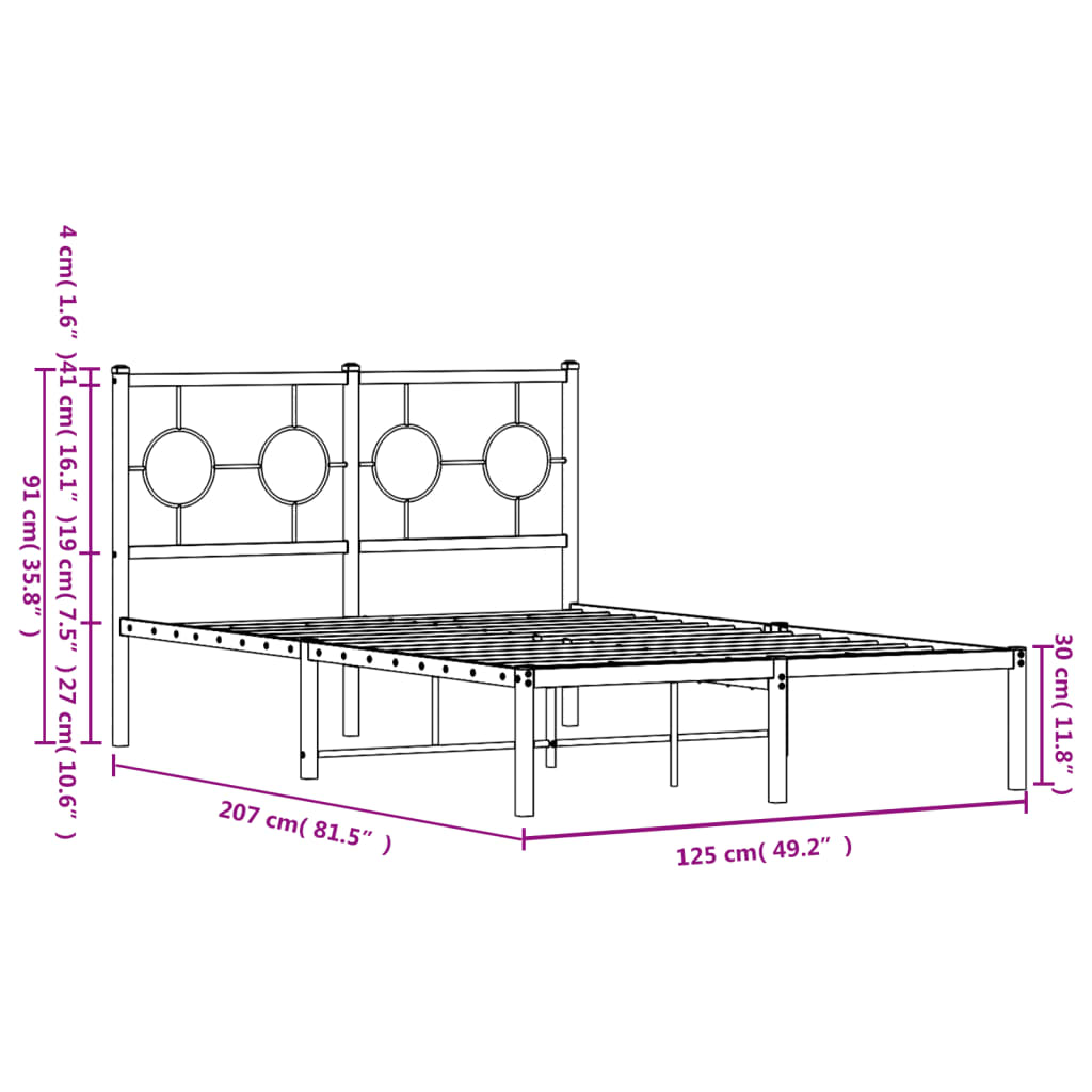 sengeramme med sengegavl 120x200 cm metal hvid