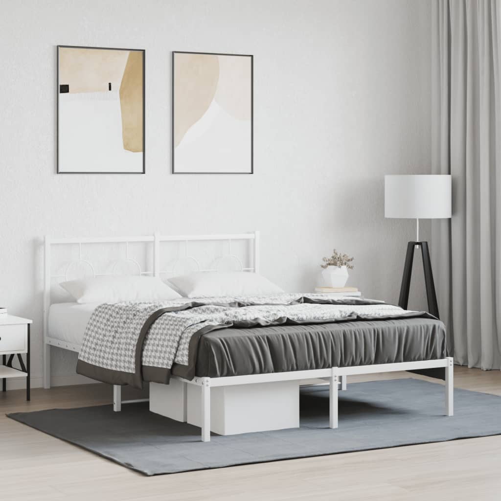 sengeramme med sengegavl 140x200 cm metal hvid