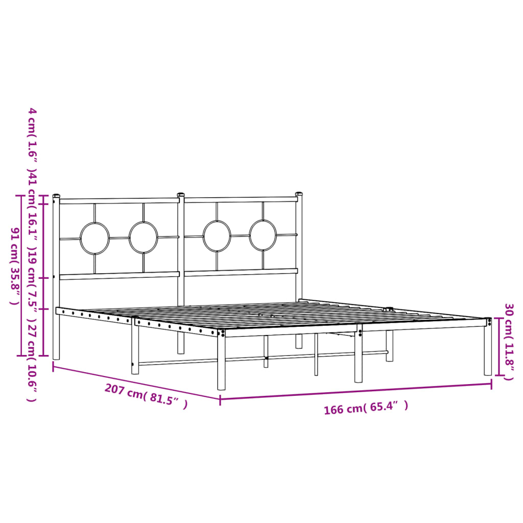 sengeramme med sengegavl 160x200 cm metal hvid