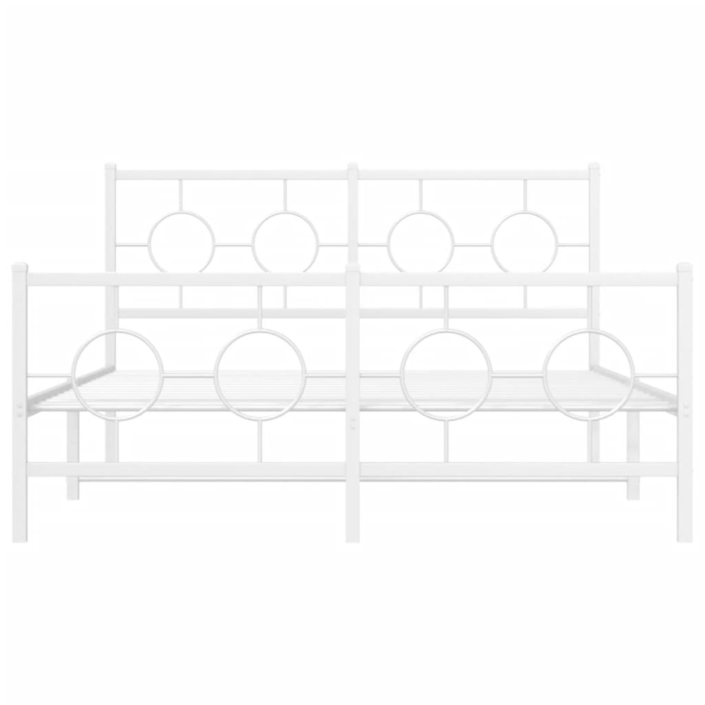 sengeramme med sengegavl og fodgærde 135x190 cm metal hvid