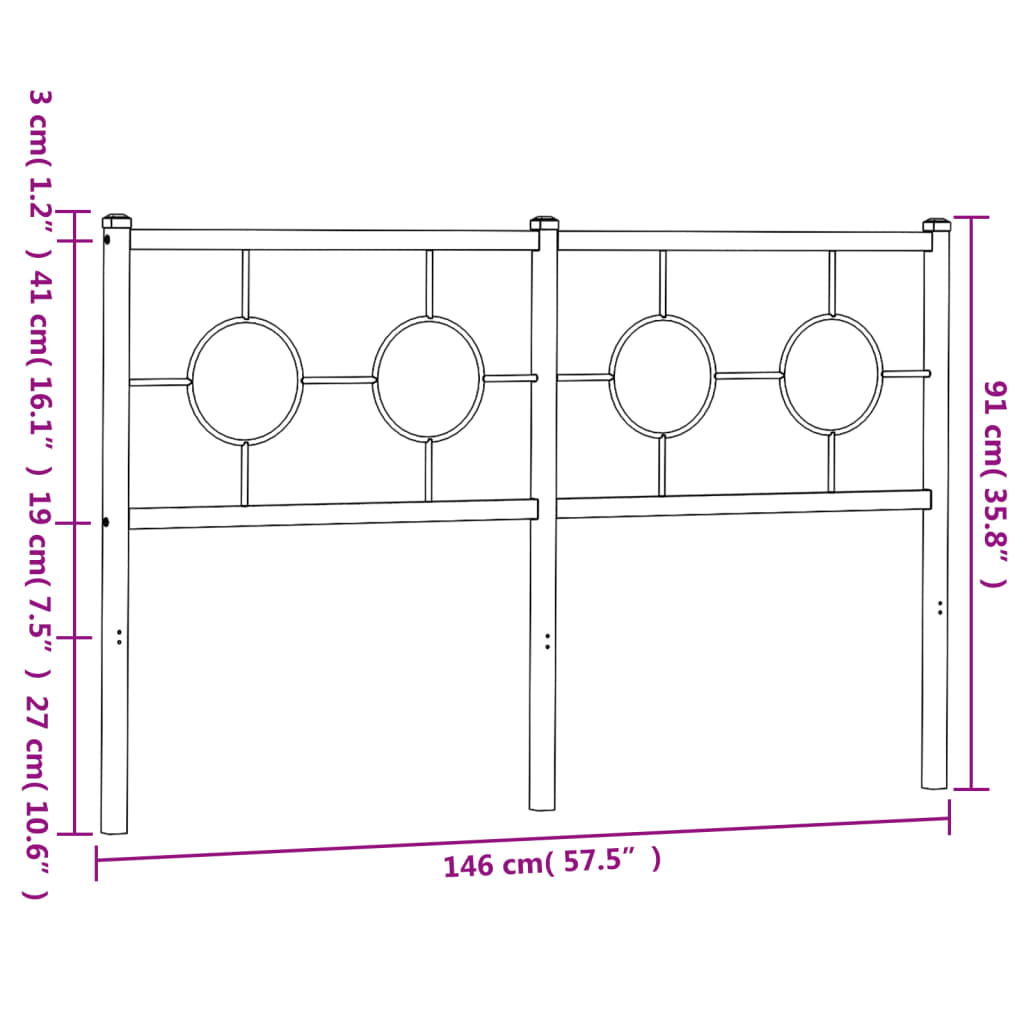 udskiftningsgavl 140 cm metal hvid