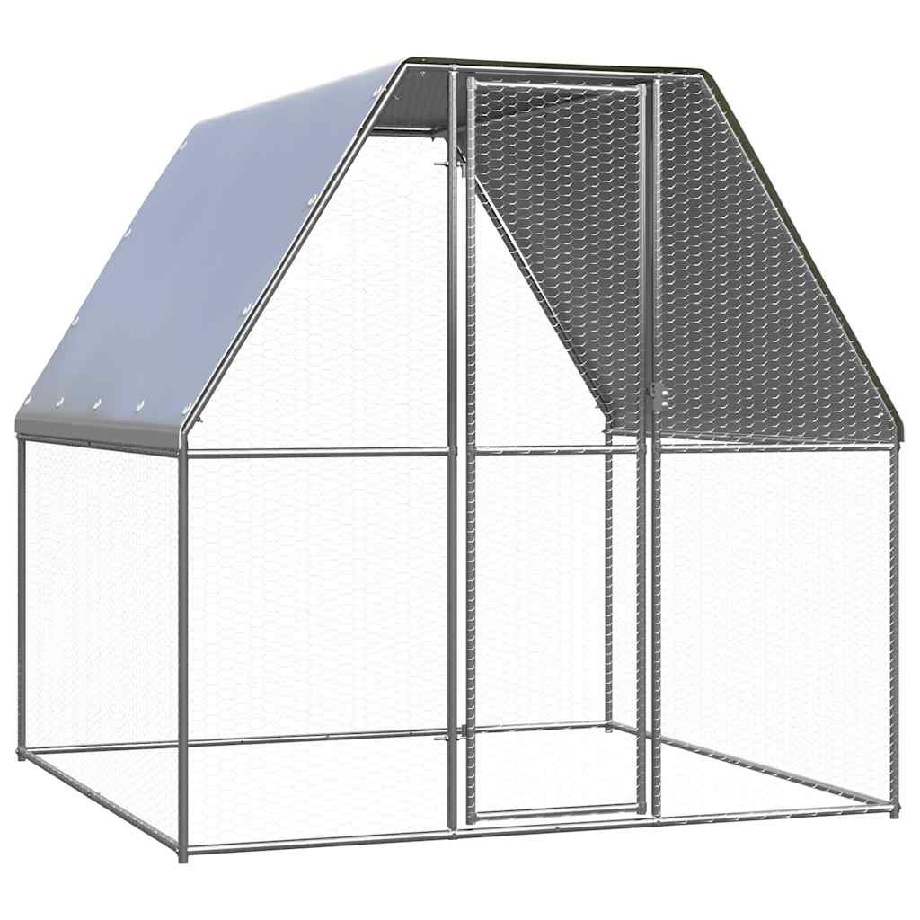 hønsebur 2x2x2 m galvaniseret stål sølvfarvet og grå
