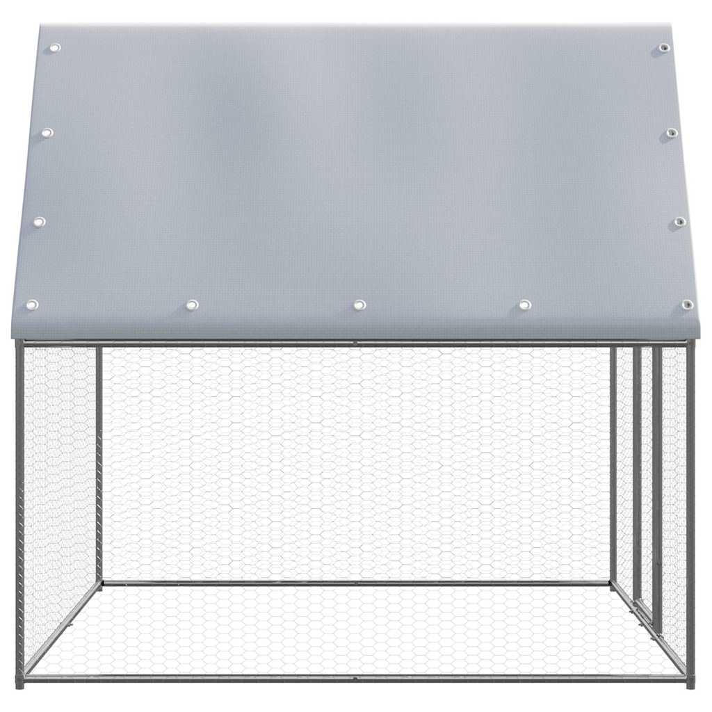 hønsebur 2x2x2 m galvaniseret stål sølvfarvet og grå