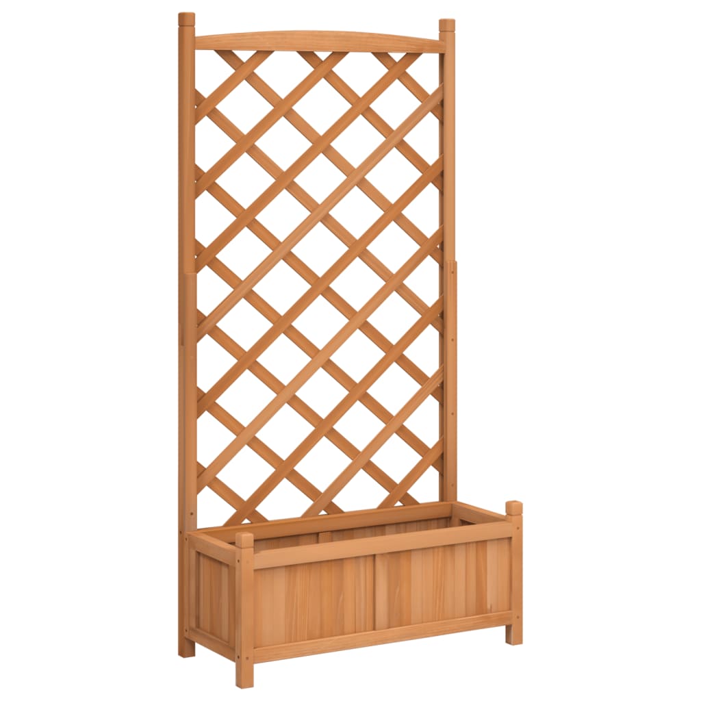 plantekasse med espalier brun 75 x 35 x 150 cm massivt grantræ