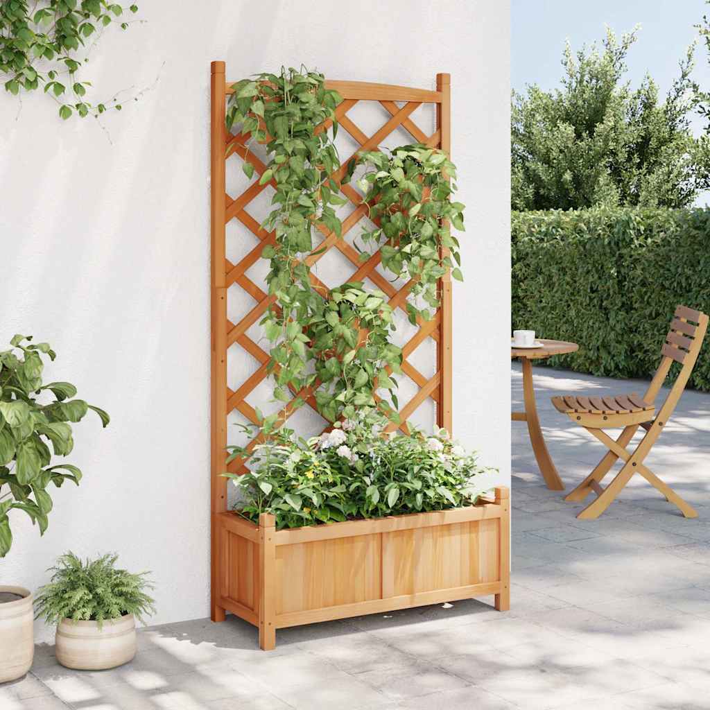 plantekasse med espalier brun 75 x 35 x 150 cm massivt grantræ