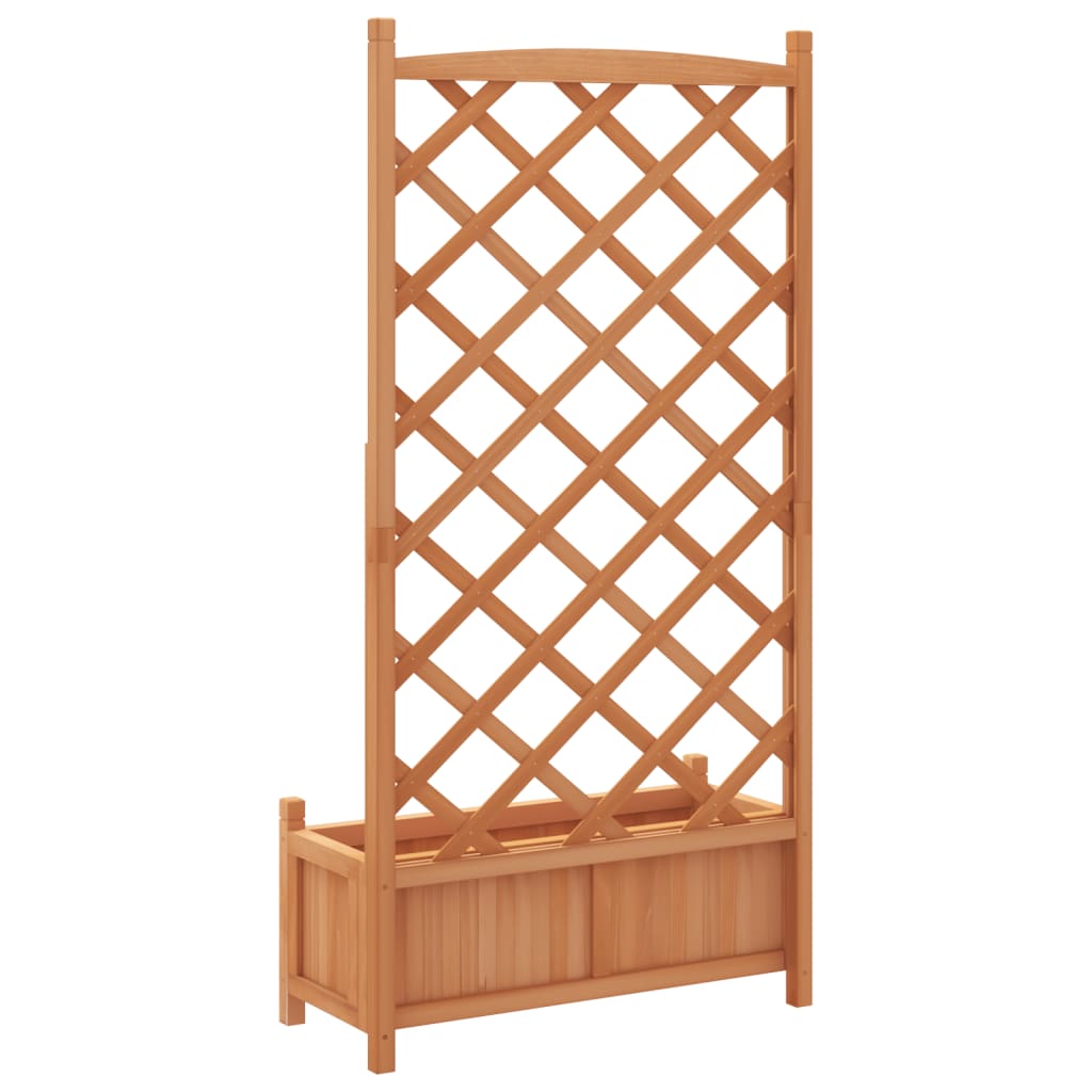 plantekasse med espalier brun 75 x 35 x 150 cm massivt grantræ