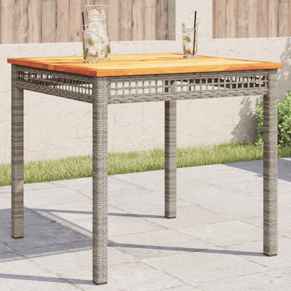 havebord 80x80x74 cm polyrattan og akacietræ grå billede